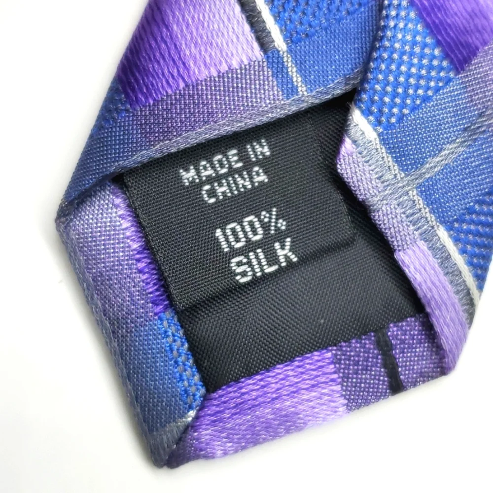 VAN HUESEN Purple Blue Diagonal Line Silk Tie EUC